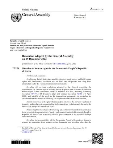 General Assembly Resolutions | OHCHR Seoul